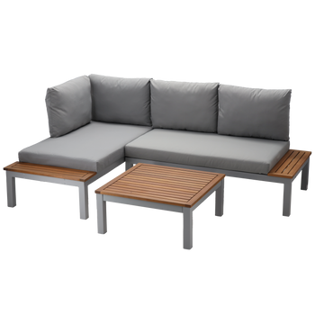 SADA MODULÁRNÍCH HLINÍKOVÝCH NÁBYTKŮ "BOHITO" - STOLÍK /WIM9865/ + 2 SOFAS /WIM9858 x2/