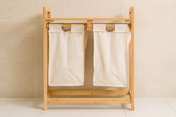 REGAŁ BAMBUSOWY Z DWOMA KOSZAMI 64x33x73 CM *6998