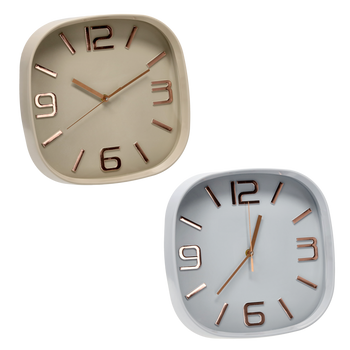 ZEGAR WISZĄCY KWADRATOWY 30,3 x 30,3 x 5,7 CM BEŻOWY/NIEBIESKI *5531