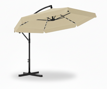 PARASOL OGRODOWY 3 M BEŻOWY "BANANA" Z POKROWCEM Z LED 