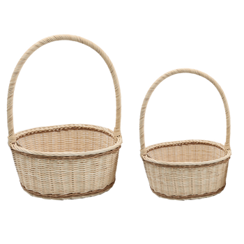 ZESTAW 2 KOSZYKÓW RATTANOWYCH Z UCHWYTEM – BIAŁY Z NATURALNYM