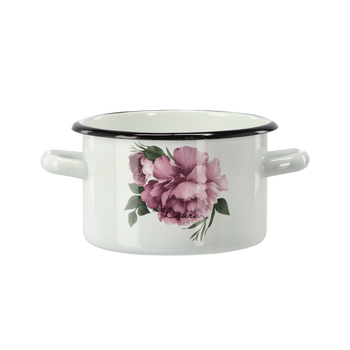 GARNEK EMALIOWANY 2 L 16 CM BIAŁY PIWONIA LAURA *9150