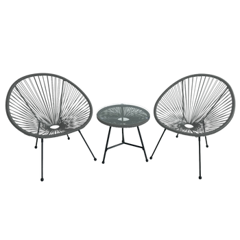 ZÁHRADNÍ NÁBYTEK (2 ŽIDLE, STŮL) - ŠEDÁ *3446