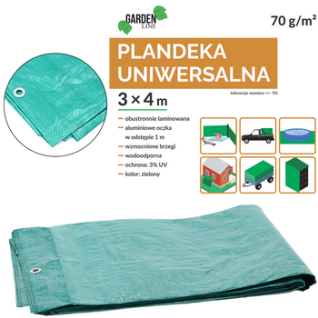 PLACHTA 3 x 4 M (+/- 5%) 70GSM 3%UV ZELENÁ *4133