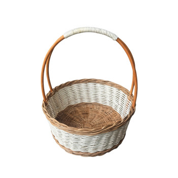 KÓS RATTANOVÝ 30 x 12/33 CM S UCHVYTELM - PŘÍRODNÍ S BÍLÝM *8796