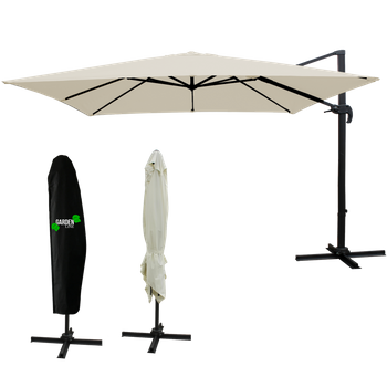 ZAHRADNÍ PARASOL "ROMA" 3 x 3 M BEŽOVÝ S OBALOM 