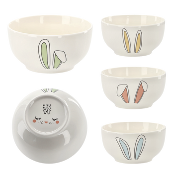 MISECZKA PORCELANOVÁ 480 ML UŠI ZAJÍCE S HUBOU NA DNĚ balení=6ks *7864