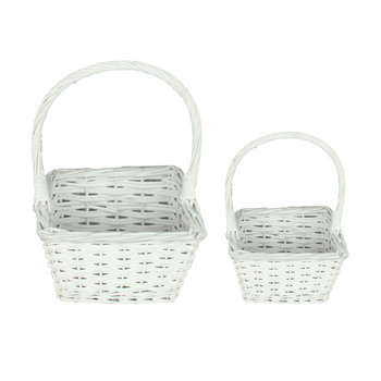 ZESTAW 2 KOSZYKÓW WIKLINOWYCH Z RĄCZKĄ – BIAŁY