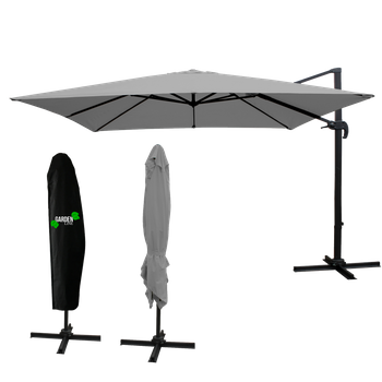 PARASOL OGRODOWY "MINI ROMA" 2,5 x 2,5 M SZARY Z POKROWCEM 