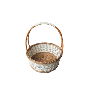 KOSÍK Z RATTANU 25 x 11/27 CM S UCHYTKEM - PŘÍRODNÍ S BÍLÝM *8802