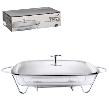 NACZYNIE SZKLANE 3.6 L Z POKRYWKĄ NIERDZEWNĄ Z PODGRZEWACZEM *2913