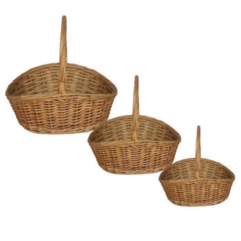 ZESTAW 3 KOSZYKÓW WIKLINOWYCH Z RĄCZKĄ – NATURALNY