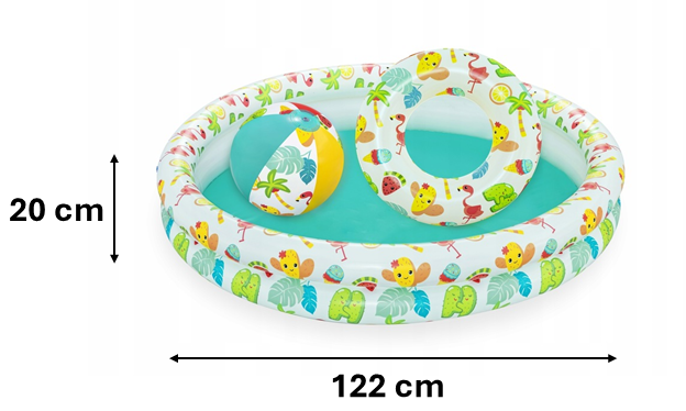 BASENIK OGRODOWY FI 122cm H20 +  PIŁKA +  KOŁO 51124