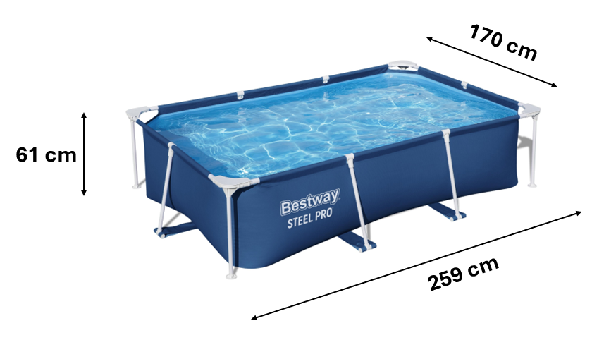 BASEN OGRODOWY STELAŻOWY 259 x 170 x 61 CM 56403