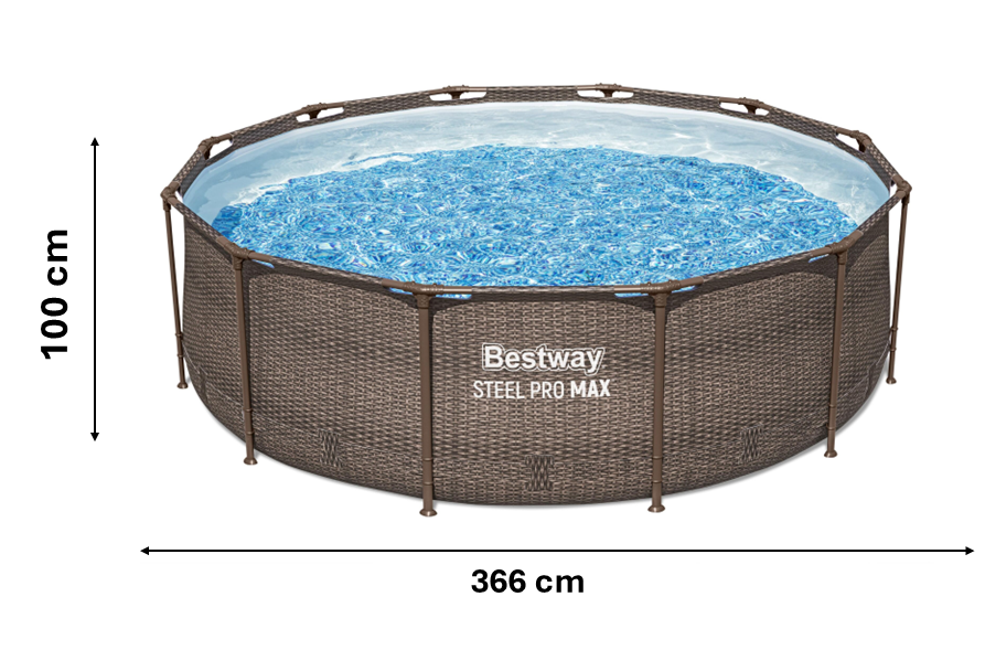 BASEN STELAŻOWY RATTAN 3,66 X 1 M (BASEN, POMPA FILTRUJĄCA, DRABINKA) 56709