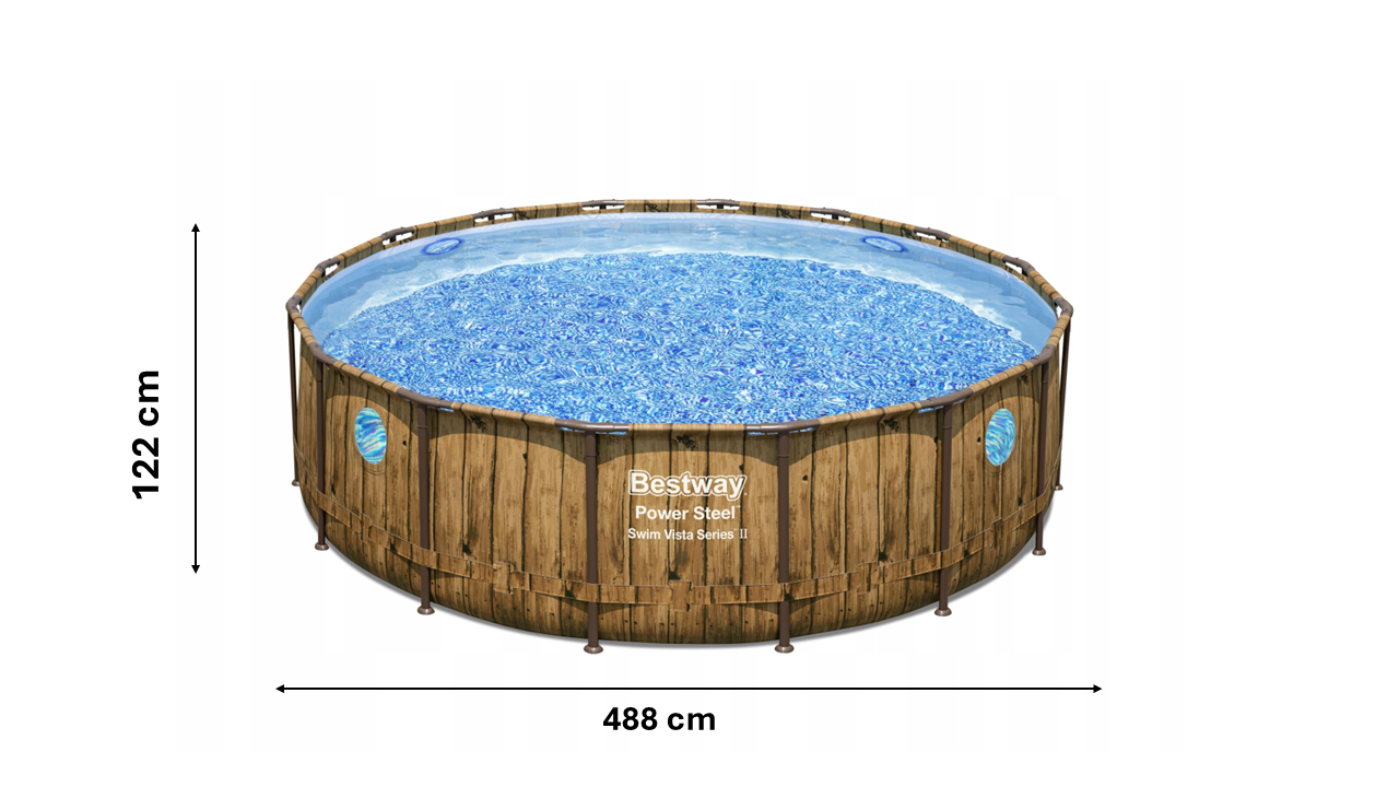 BASEN STELAŻOWY RATTAN / OKNO 4,88 x 1,22 M (BASEN, POMPA FILTRUJĄCA, DRABINKA, POKRYWA, DOZOWNIK)  56725