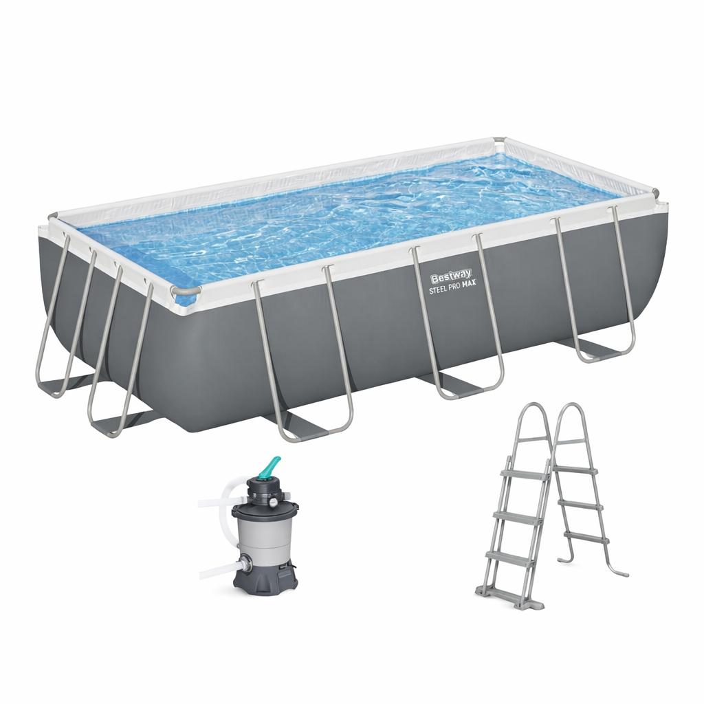 BASEN STELAŻOWY 4,04m x 2,01m x 1m (BASEN, POMPA FILTRUJĄCA, DRABINKA)  BES56442-1