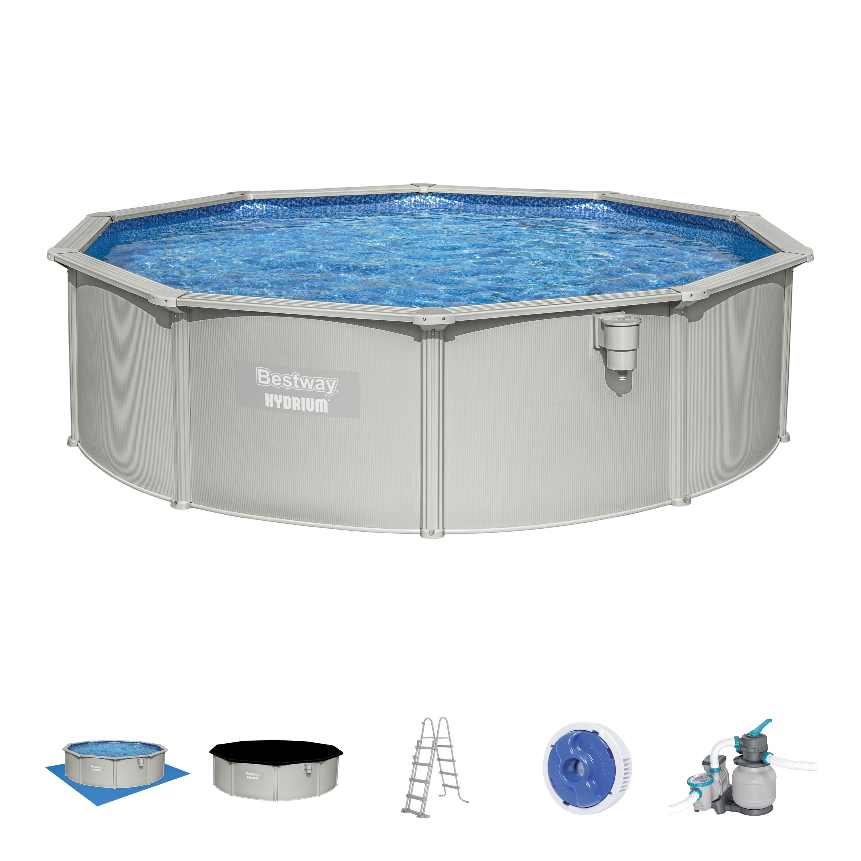 BASEN PANELOWY  4,57 x 1,22 M (BASEN, POMPA PIASKOWA, SKIMMER, DRABINKA, PODLOGA, POKRYWA, DOZOWNIK) Bestway_AGP_set_15ftx48in_Hydrium_Pool_Set_5638456384GB56384CH56385AU_25SS