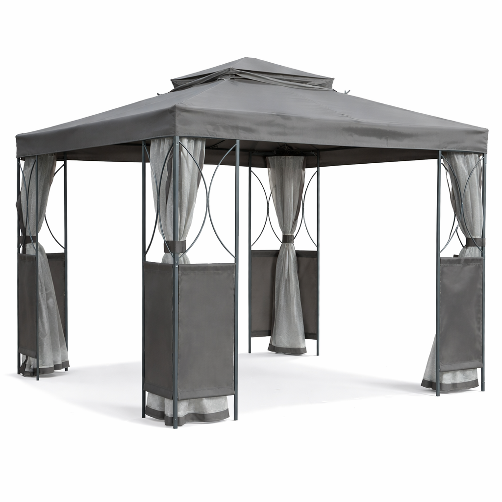 ALTANA / PAWILON OGRODOWY Z MOSKITIERĄ SZARY 2.5 x 2.5  x 2.7 M TUN3989_kopia