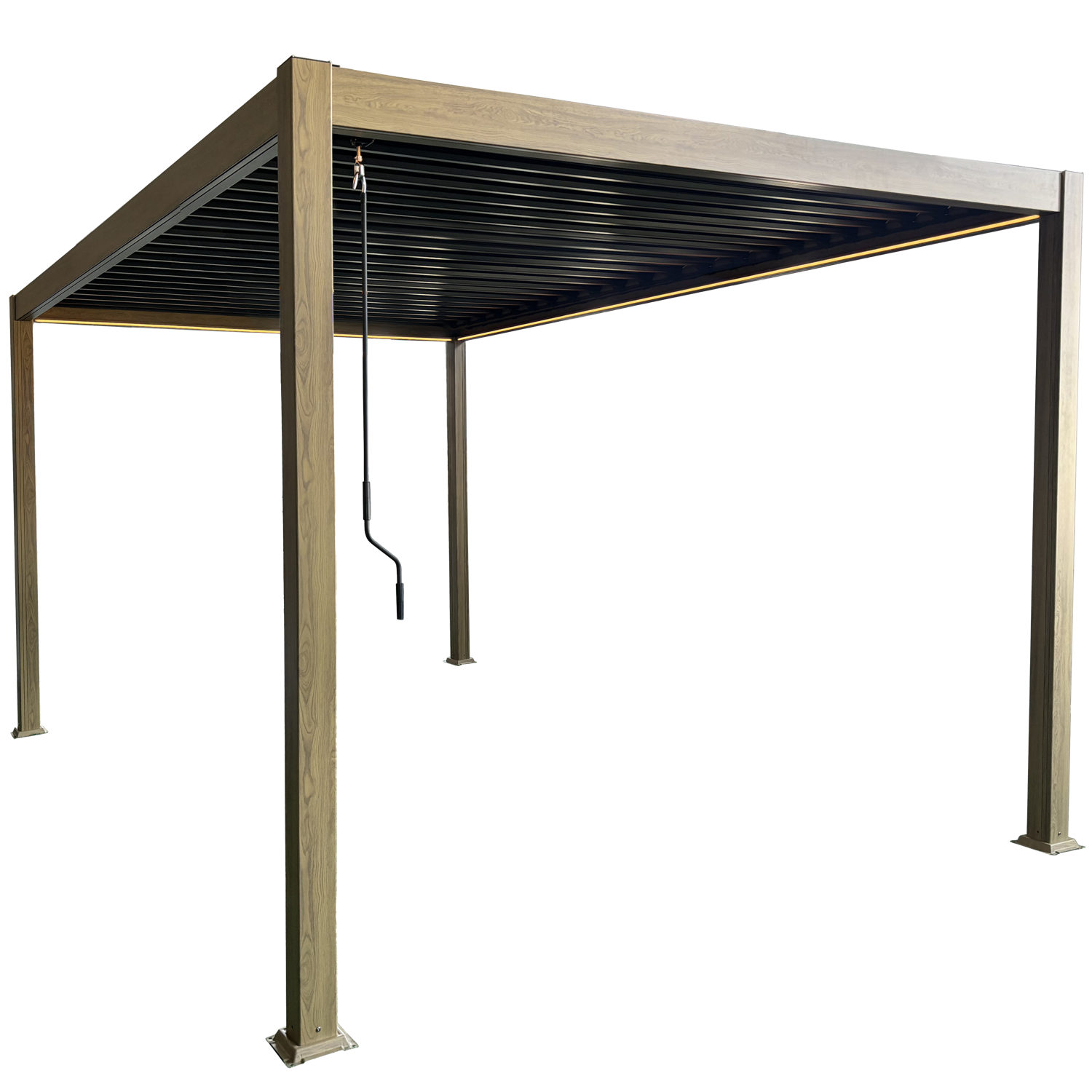 PERGOLA ALUMINIOWA BIOKLIMATYCZNA LED 3 x 4 x 2,5 M DREWNOPODOBNA RIT1439_