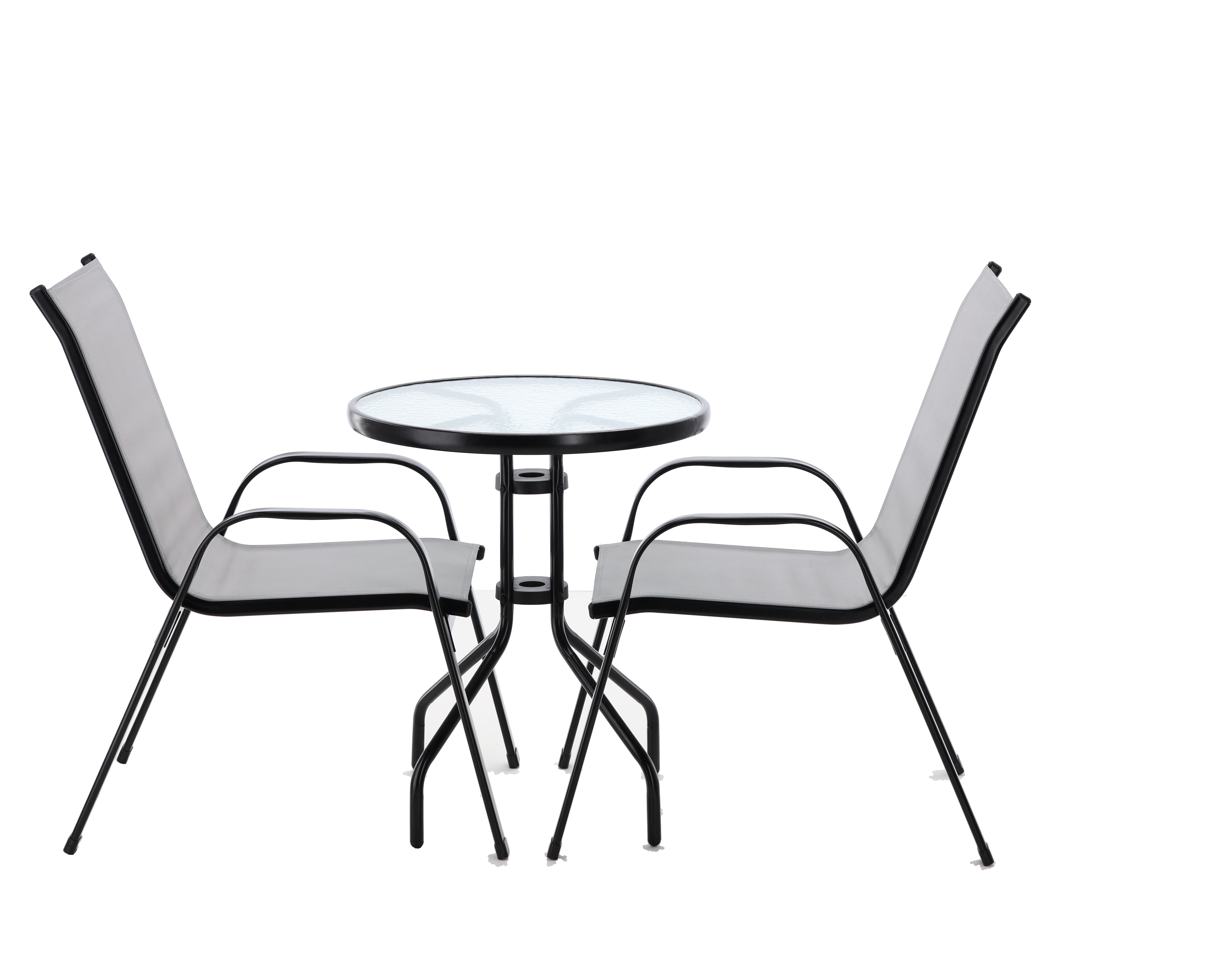 ZESTAW MEBLI BALKONOWYCH - 2 KRZESŁA + STOLIK - SZARY *5901 SAD5901_2