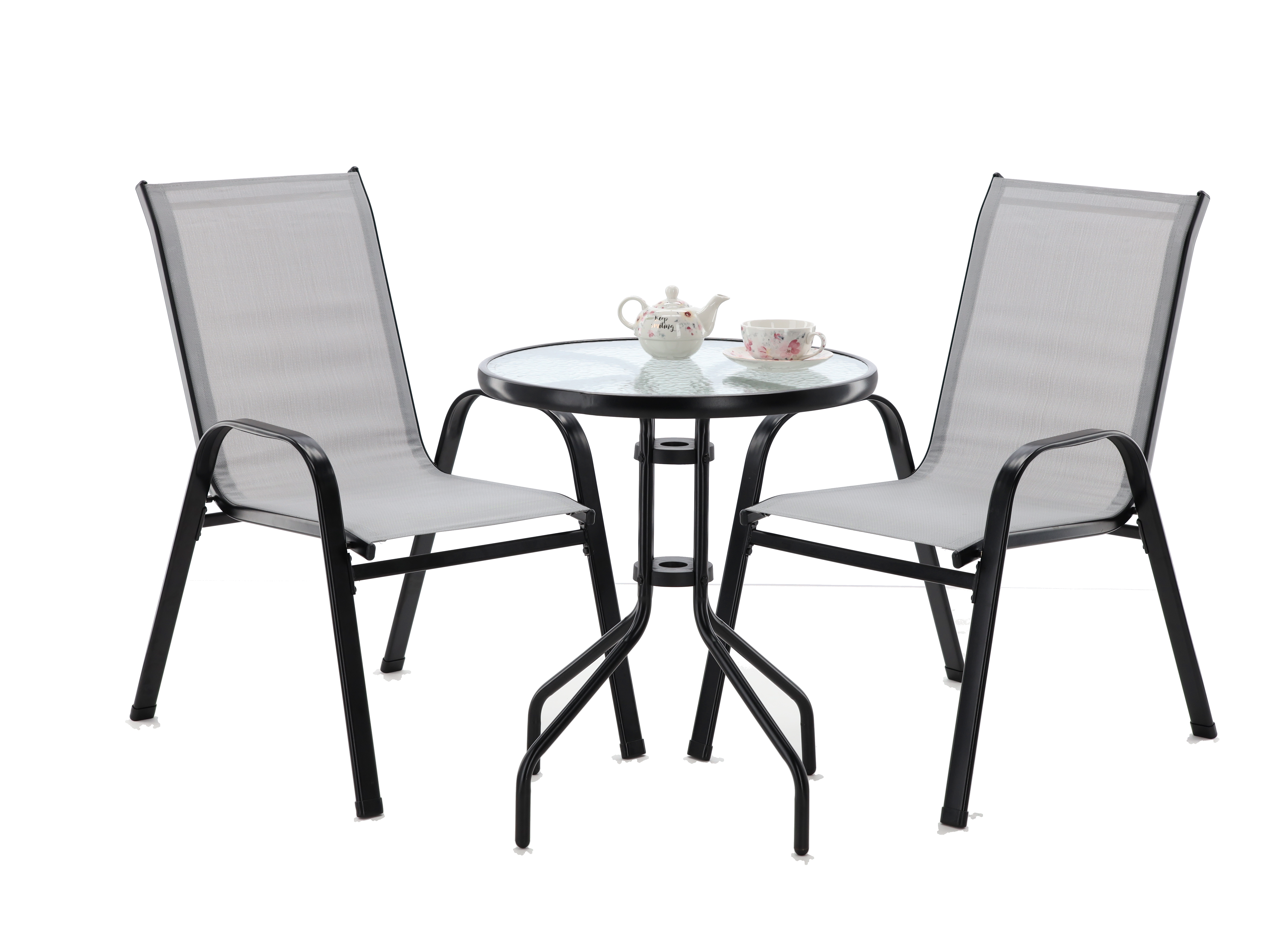 ZESTAW MEBLI BALKONOWYCH - 2 KRZESŁA + STOLIK - SZARY *5901 SAD5901_6