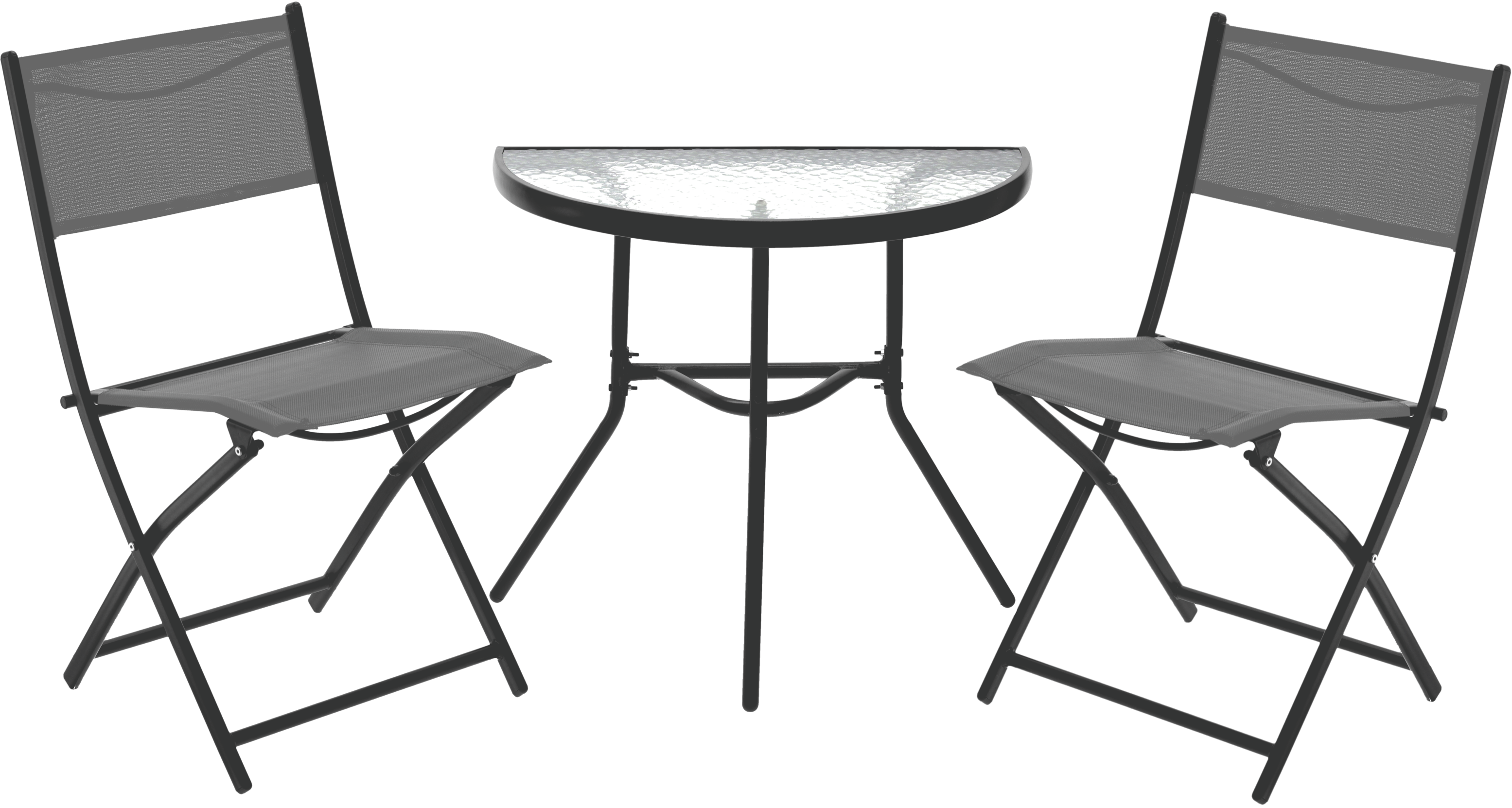 ZESTAW MEBLI BALKONOWYCH - STOLIK POŁÓWKA + 2 SKŁADANE KRZESŁA - SZARY *7149 SAD7149_1