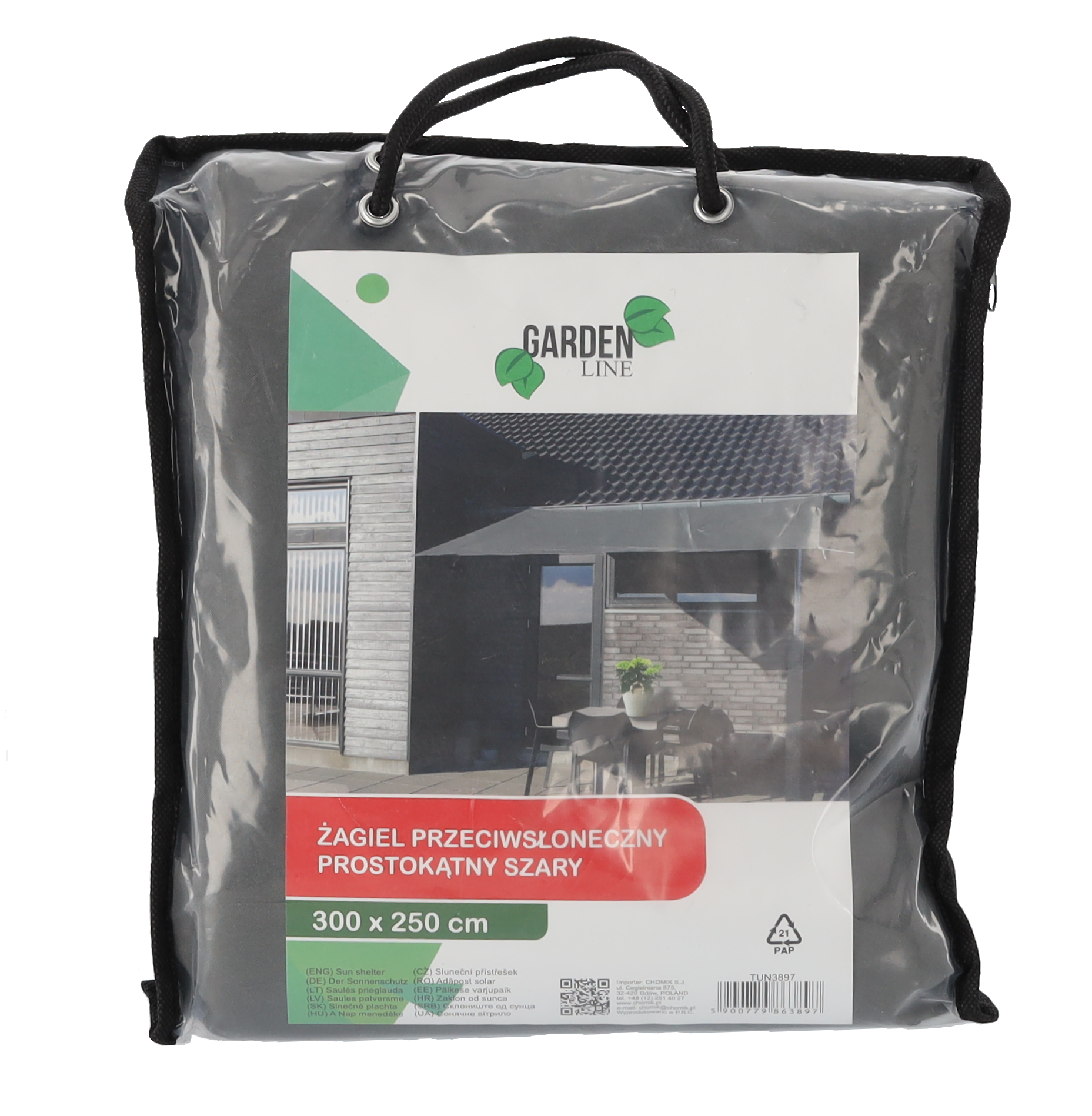ŻAGIEL PRZECIWSŁONECZNY PROSTOKĄTNY SZARY 3 x 2.5 M TUN3897_2