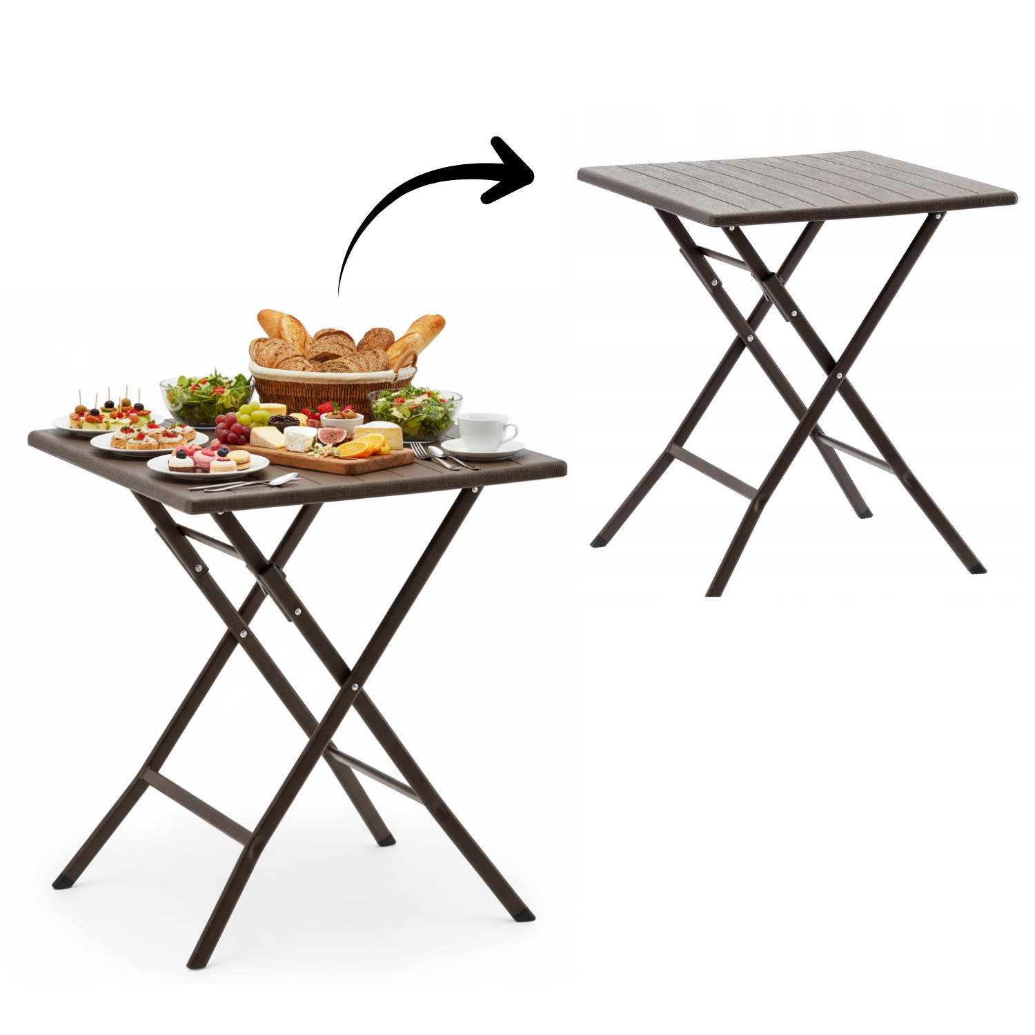 STÓŁ TURYSTYCZNY SKŁADANY 61.5 x 61.5 x 73 CM BRĄZOWY *1008 ZUM1008