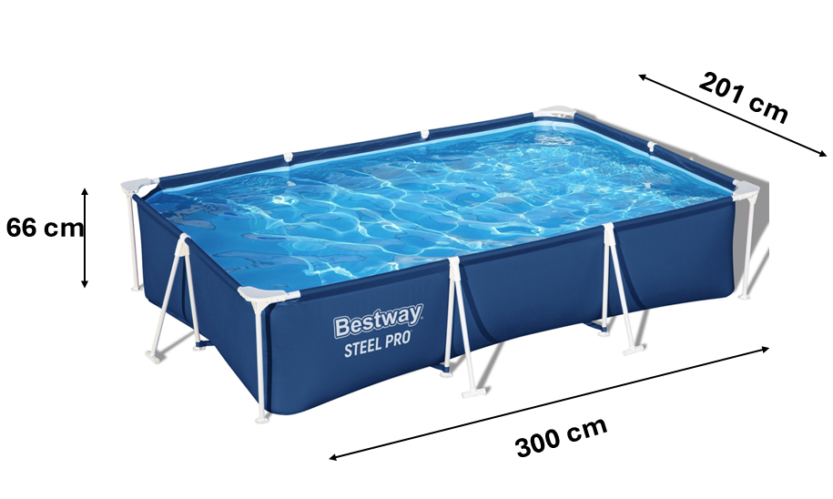 BASEN STELAŻOWY 300 x 201 x 66 CM (BASEN, POMPA FILTRUJĄCA) 56411