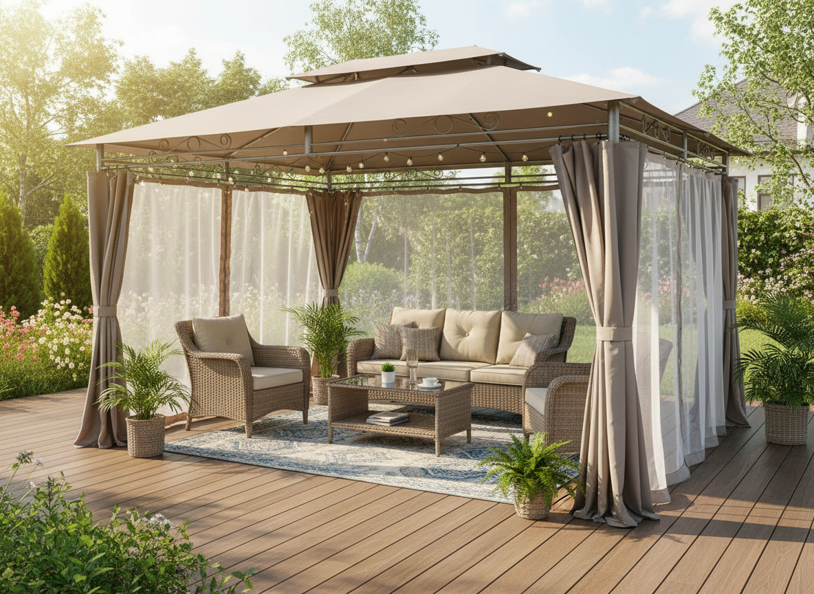 ALTANA  PAWILON OGRODOWY Z ZASŁONAMI BOCZNYMI - BEŻOWY 3 X 4M freepik__stwrz-aranacje-z-altan-img1-niech-znajduj-si-na-ta__40131