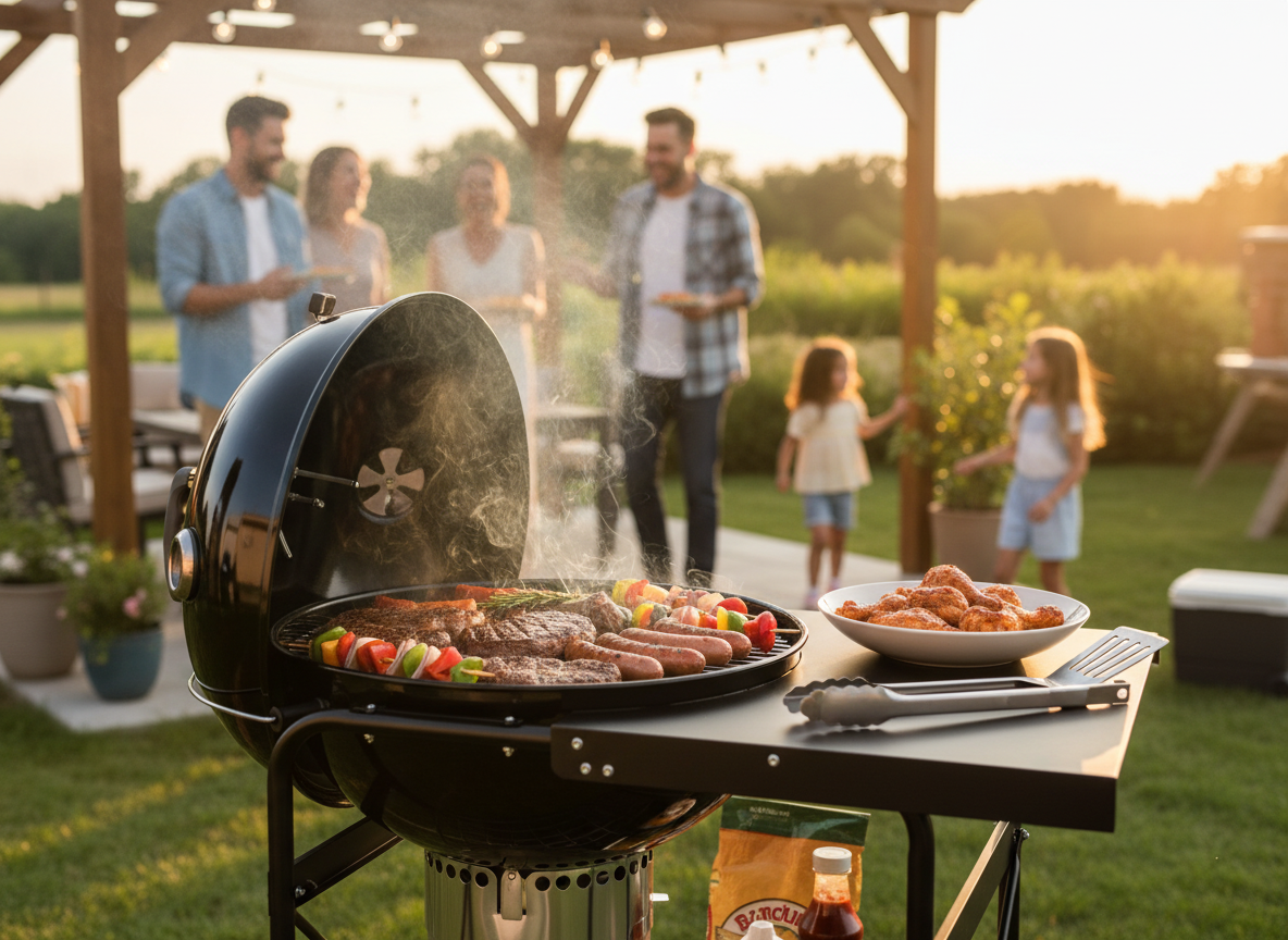 GRILL WĘGLOWY KULISTY Z POKRYWĄ I BLATEM 90 x 70.5  x 111 CM freepik__stwrz-aranacje-z-grillem-img1-na-ktrym-jest-jedzen__25833