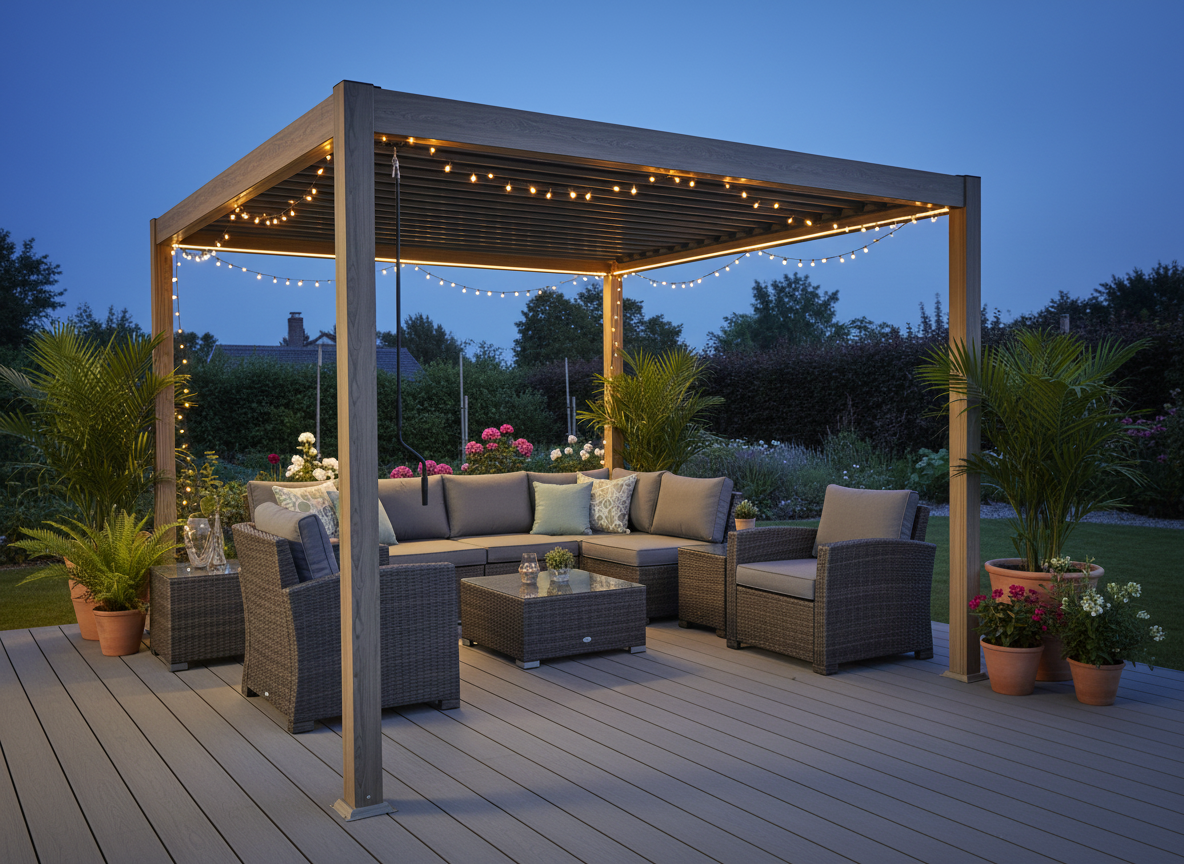 PERGOLA ALUMINIOWA BIOKLIMATYCZNA LED 3 x 4 x 2,5 M DREWNOPODOBNA freepik__stwrz-aranacje-z-pergol-img1-na-tarasie-wieczorem-__40171