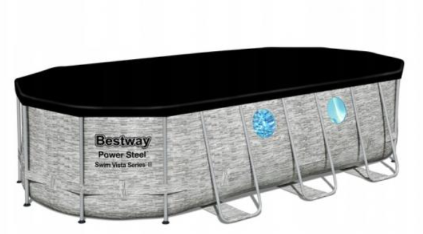 BASEN STELAŻ RATTAN/ OKNO OVAL 549 x 274 x 122 cm ( BASEN, POMPA FILTRUJĄCA, DRABINKA, PODŁOGA, POKRYWA) pokrywa