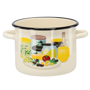 GARNEK EMALIOWANY 4,5 L 20 CM KREMOWY OLIWKA *7510