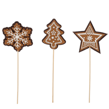 CHRISTMAS DECORATION - GINGERBREAD ON STICK MIX DESIGNS 8 x 8 CM
