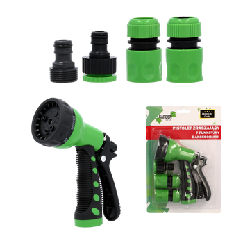 GARDEN HOSE SPRAY GUN 7 ADJUSTABLE SPRAYER PATTERNS WITH ACCESSORIES 