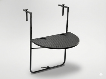 HANGING BALCONY FOLDING TABLE 60 x 64 x 73-78.5 -83.5 BLACK *1022