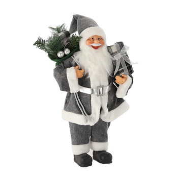 CHRISTMAS FIGURE - STANDING SANTA IN GREY CLOTH 60 CM