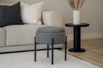 POUFF ROUND WITH METAL LEGS 28 x 31 CM GREY