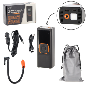 CORDED AND CORDLESS DIGITAL TIRE INFLATOR 11,1/12V WITH LED LIGHT