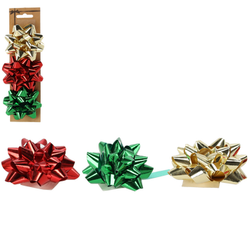Set of 3 gift wrapping ribbons - red / gold / green pack=24pcs. *7670