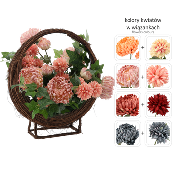 WREATH CH-26 (WIDTH 55CM, HEIGHT 55 CM) BROWN BASKET CHRYSANTHEMUM MIX COLOR