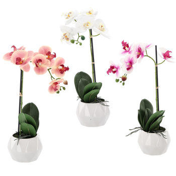 ARTIFICIAL FLOWER - MIX OF 3 COLORS ORCHID 42 CM PACK=6 PCS