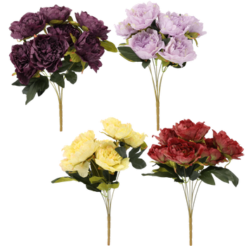 ARTIFICIAL FLOWER - 7 PEONIES 44 CM MIX COLORS