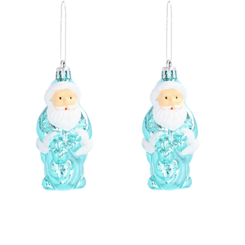 SET OF 2 CHRISTMAS TREE DECORATIONS SANTA WITH GIFT BAG