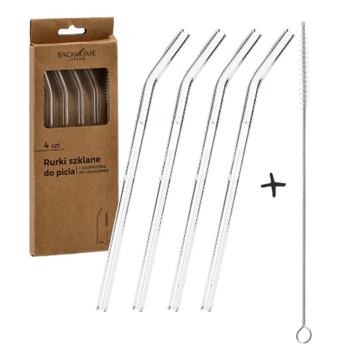 SET OF 4 GLASS STRAWS WITH BRUSH