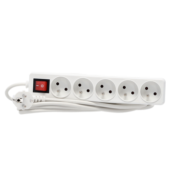 EXTENSION CORD POWER STRIP WITH SWITCH 5 SOCKETS 5 M WHITE