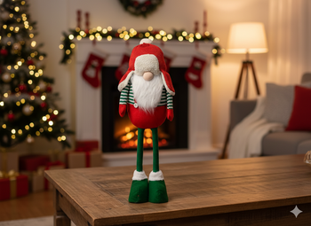 HOLIDAY GNOME WITH ADJUSTABLE LEGS 65 - 117 CM RED - GREEN