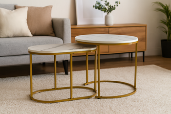 NESTING TABLE SET OF TWO MARBLE
